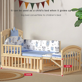 Multifunctional Extendable Wooden Crib | Rocking Baby Bed with Mattress & Canopy